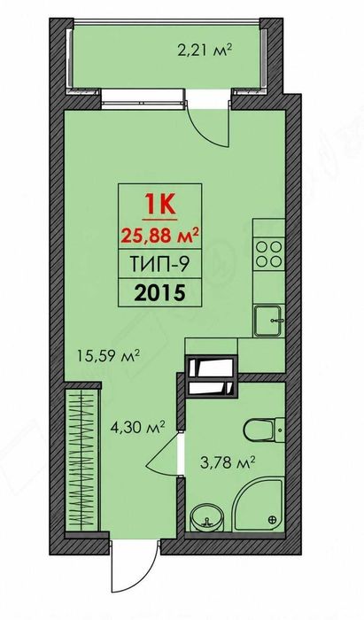 Від забудовника: смарт-апартаменти 25,88 м² біля ЖК Софіївська Сфера у Park Residence Smart
