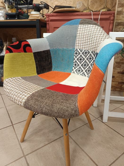 Conjunto de 4 cadeiras de jantar em patchwork