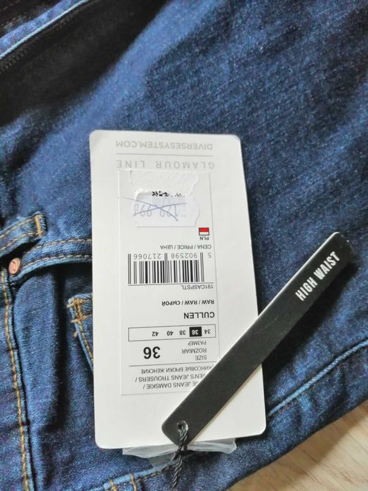 spodnie , jeansy, dżinsy Diverse r. 36 rurki ,wysoki stan