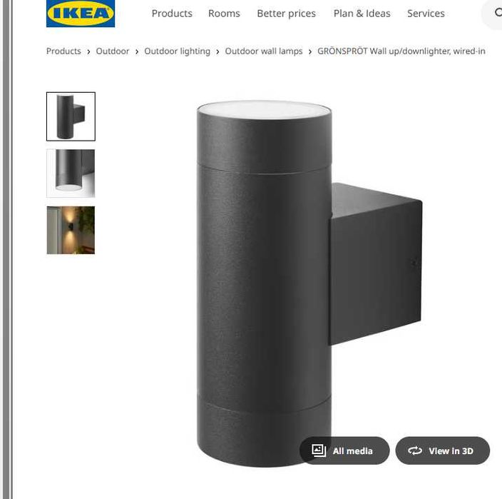 6 candeeiros de parede IKEA GRÖNSPRÖT para exterior. (Vendo aos pares)