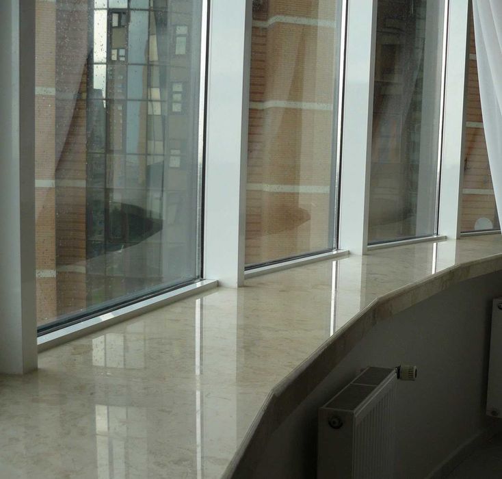 Подоконники из мрамора, накрывки из кварцита, отливы из гранита