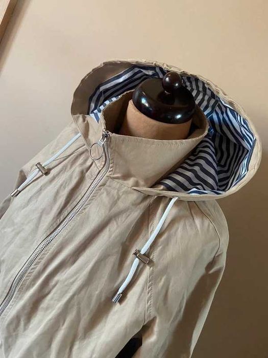 Dluzsza kurtka parka bez krem ecru paski xl 42 44 +size