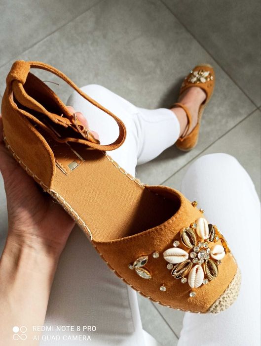 Espadryle sandałki damskie z muszelkami r.36.37.38.39.40