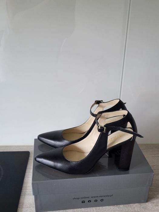 Venezia sandaly, buty damskie, czarne NOWE 39