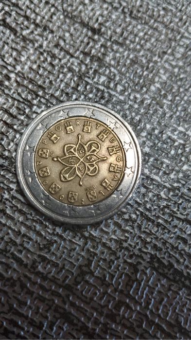 Moeda 2€ Portugal 2002 com erro de cunhagem