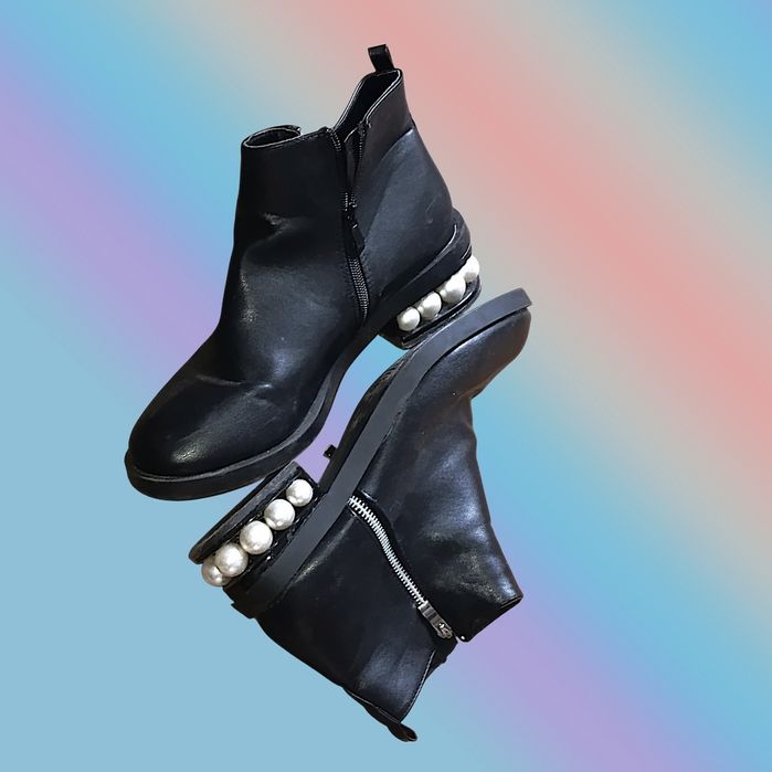 Buty botki czarne perły kirkwood boots niskie