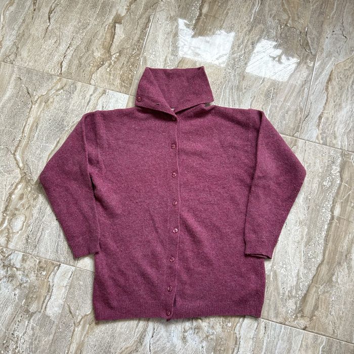 Kardigan sweter z golfem wełniany damski angora 38 M