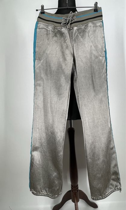 Srebrno szare spodnie z lampasami szerkoie nogawki unisex