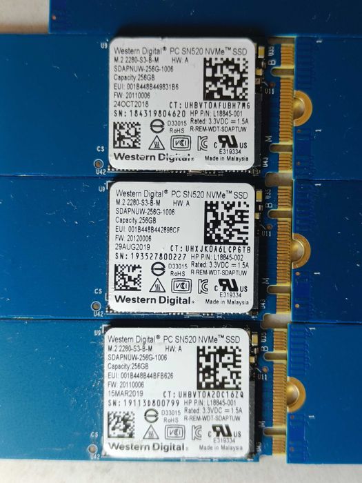 SSD диск Western Digital SN520 256GB M2 NVMe 2280 PCIe 3.0 V-NAND 3-bit TLC