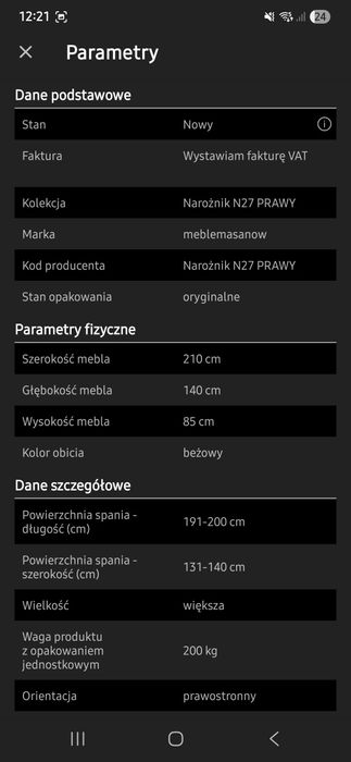 Narożnik,rogówka grafitowa