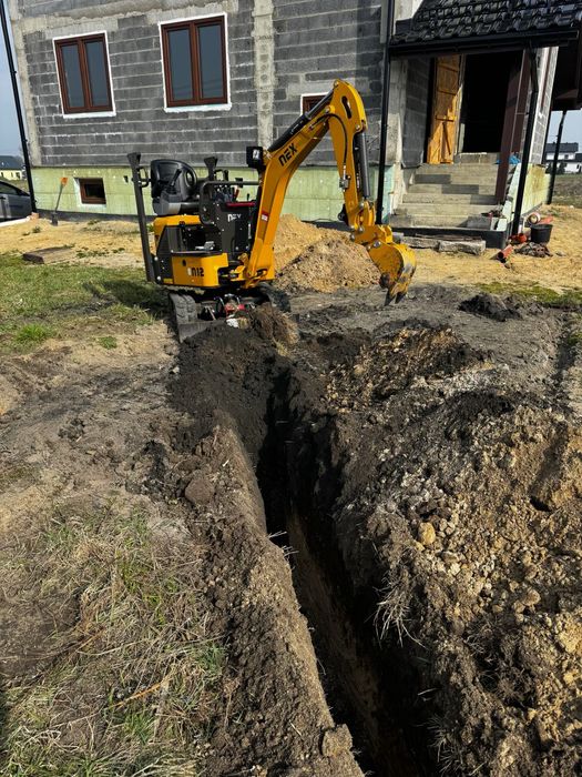 Usługi Prace ziemne minikoparka 110  zł Mth drenaże przyłącza  wod-kan