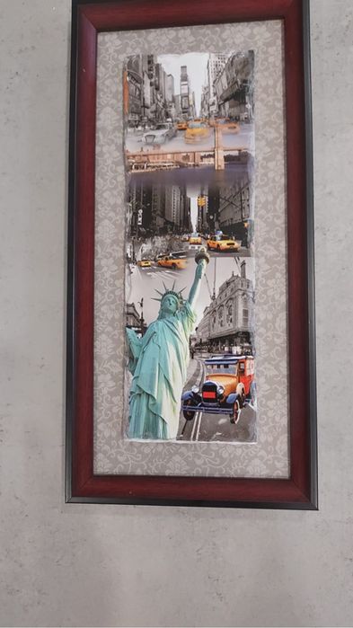 Quadro madeira com imagem da estatua da Liberdade