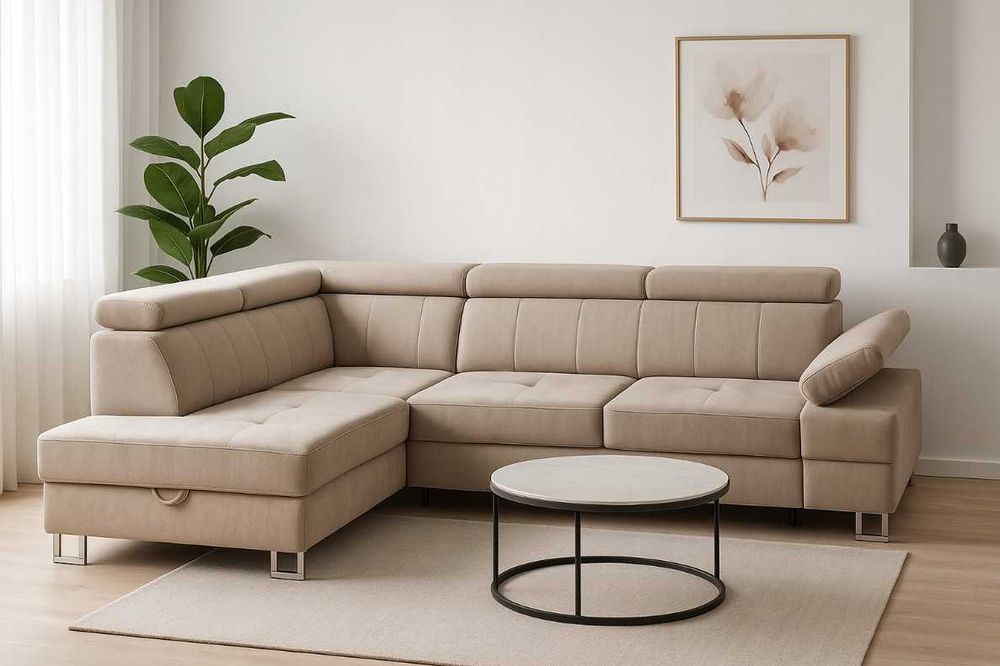 Narożnik BOLIVAR do salonu 253 cm regulowane zagłówki FUNKCJA SPANIA