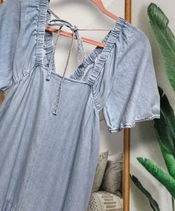Длинное джинсовое платье/сарафан макси с рукавами denim co в стиле бохо, р. XS/S