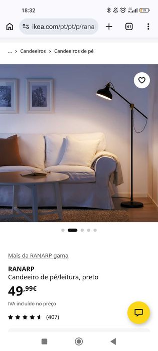 Candeeiro chão IKEA - preto