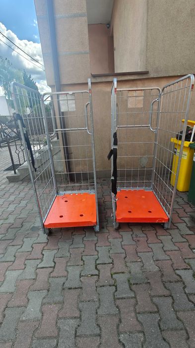 Wózek transportowy kurierski siatkowy magazynowy kosz rollkontener z hamulcem