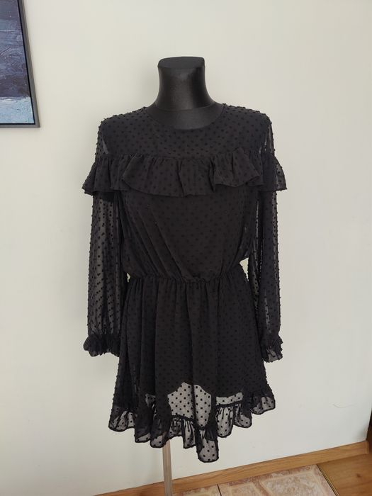 Sukienka Zara 38 M czarna tkanina plumeti