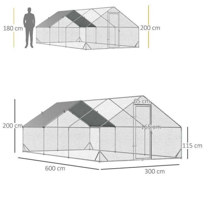 Galinheiro de Exterior Grande 3x6x2m