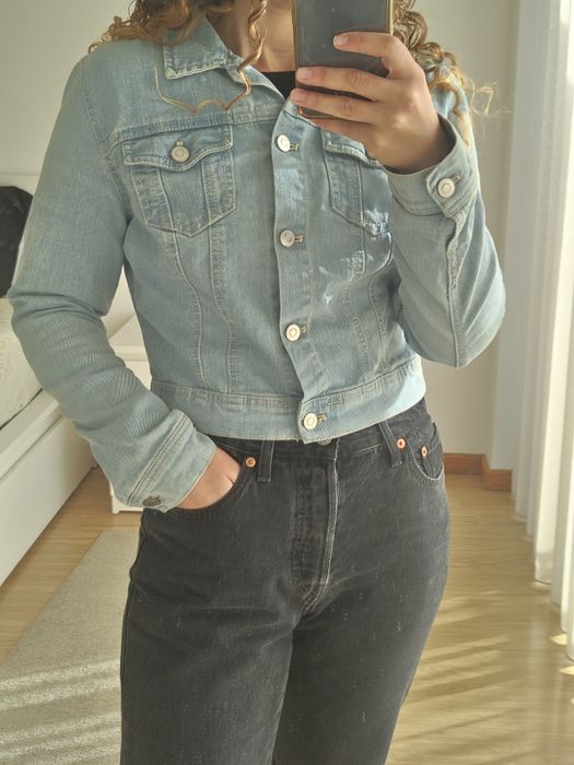 Casaco de ganga croped