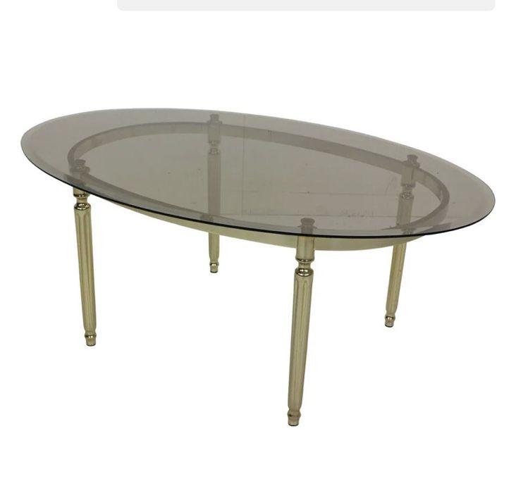 Mesa de centro oval com tampo de vidro - estilo hollywood regency