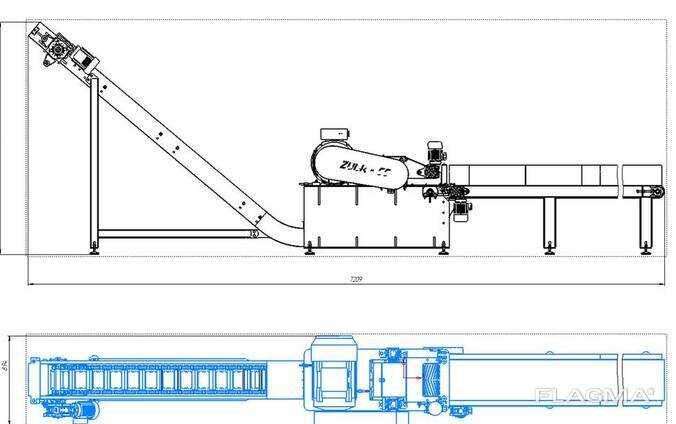 Щепоріз Zubr-55. Подрібнювач дерева 55 кВт з подачею і транспортером