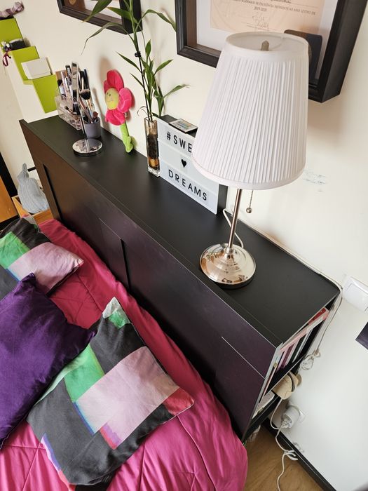 Cabeceira de cama c/ arrumação e prateleira integrada