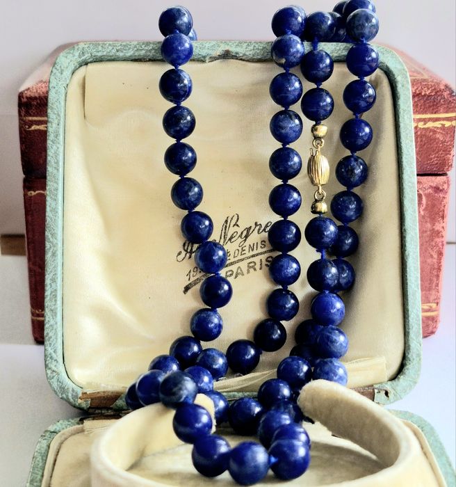 Naszyjnik lapis lazuli złoto 14k długość 70 cm