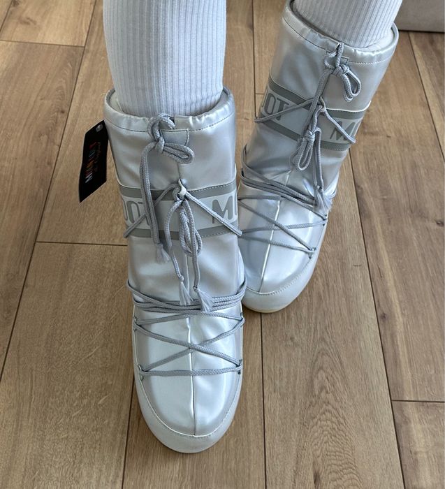 Szare srebrne śniegowce buty zimowe moon boot 35/38