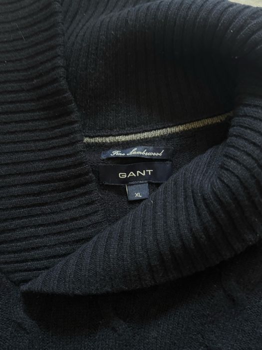 Светр GANT чорний з коміром-стійкою, розмір XL