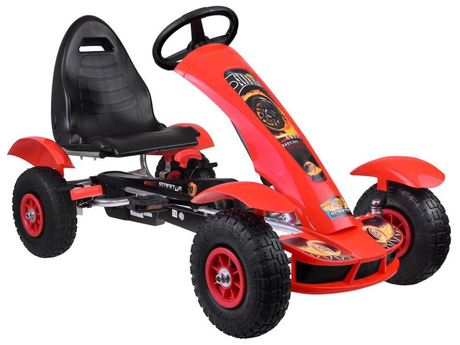 Sportowy Gokart zielony na pedały pompowane koła SP0209