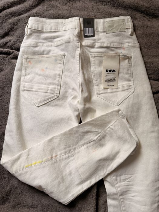 Nowe jeansy G-Star Raw Restored Mid Boyfriend 26/30 z metką paint splatter