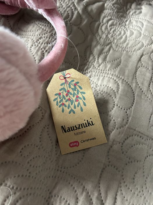 Nowe różowe nauszniki z kokardką