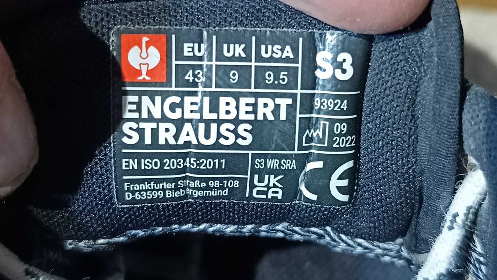 Buty robocze ENGELBERT STRAUSS SPES II S3 SRC r.43 skóra stan bardzo dobry