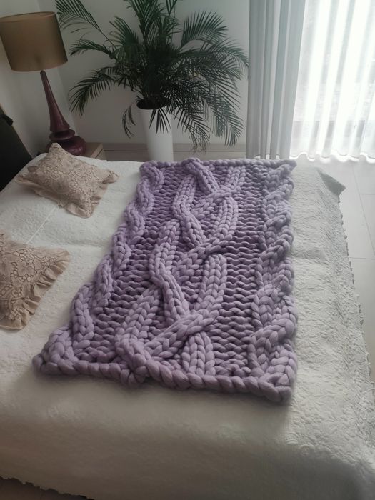Koc gruby z polskiej wełny czesankowej Merino