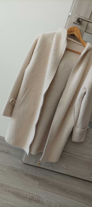 Płaszcz kurtka kaptur zamek alpaka wełna NOWY