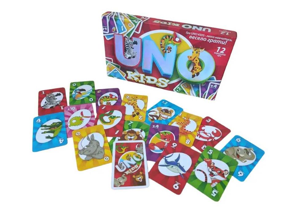 Игра UNO Kids (Уно, карты Уно) для детей от 3-х лет Danko toys, 12 вариантов игры