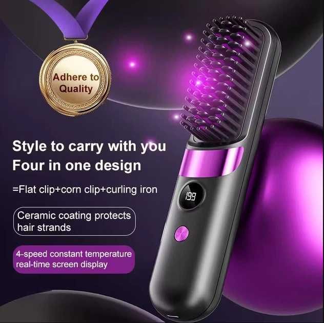 Беспроводная расческа-выпрямитель 2-в-1 для выпрямления волос Новая