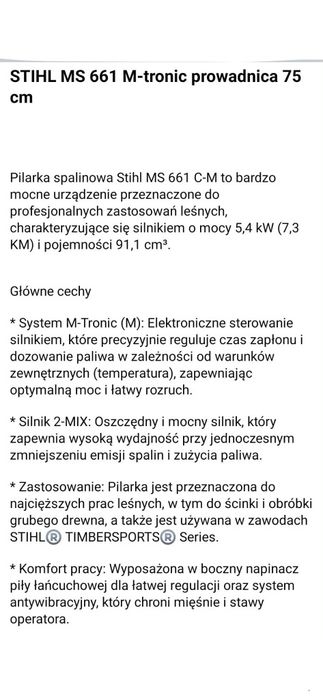 Sprzedam piłę sthil ms 661 c-m