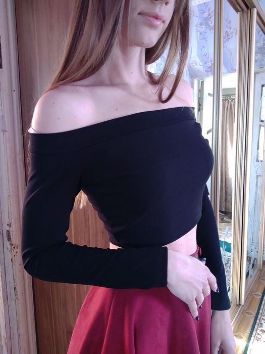 Чёрный топ с длинным рукавом. Чорний топ SM