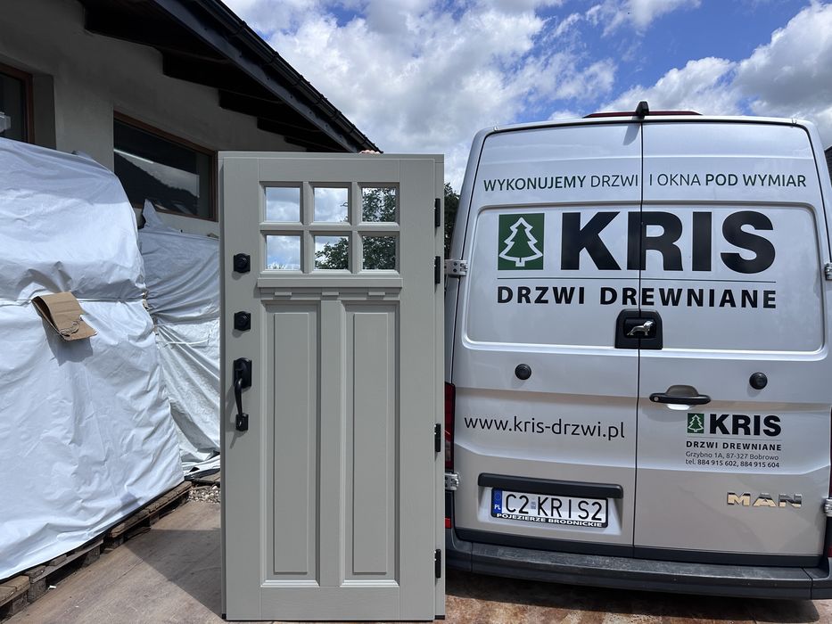 Drzwi zewnętrzne drewniane Schlage Na wymiar montaż cała Polska i UE