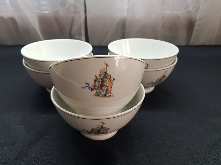 Komplet 6 miseczek , Mandaryn, stara chińska porcelana Vintage