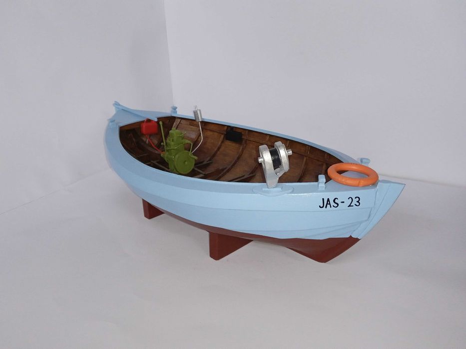 Model łodzi rybackiej łódź rybacka kuter model kutra drewno RĘKODZIEŁO