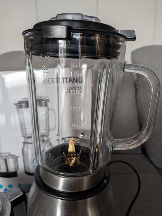 Blender kielichowy YOER szklany 4w1 młynek bidony 2,4L 1800W stal INOX