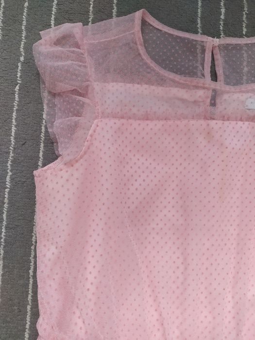 Sukienka letnia galowa z krótkim ozdobnym rękawkiem M&S kids