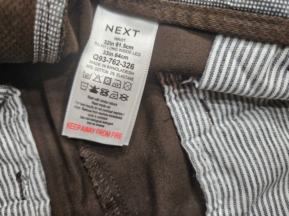 NEXT slim fit brązowe spodnie materiałowe chino ke/04122 W32L36 84cm