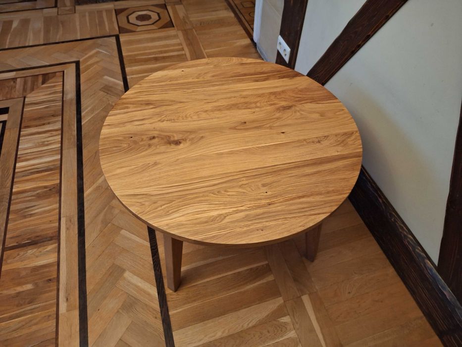 Stolik kawowy dębowy fi 80cm