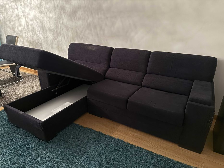 Sofá de 2 lugares mais 1 lugar de chaise longue