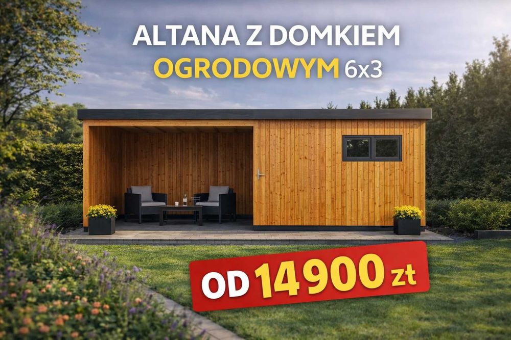 Domek ogrodowy narzędziowy 6x3 z altaną producent drewutnia thermo