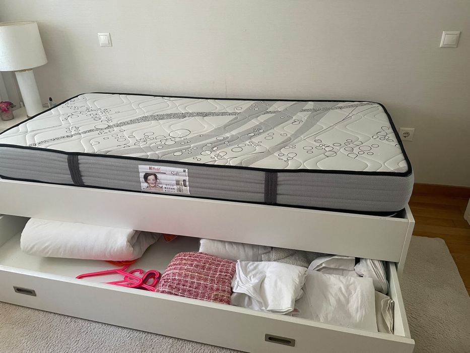 Cama solteiro lacado branco