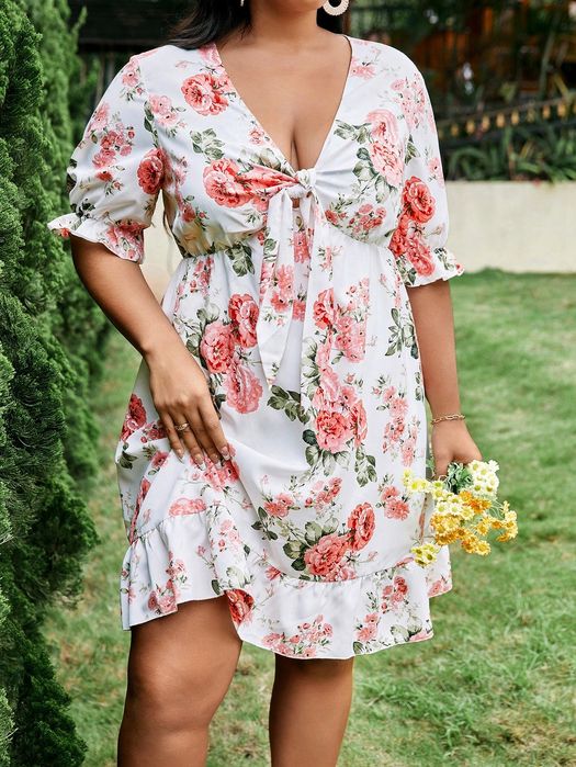 Sukienka Letnia Boho Rozkloszowana W Kwiaty Mini Casual Shein Xxl 44